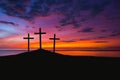 Three crosses on a hill Royalty Free Stock Photo