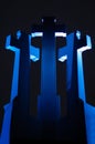 Three crosses monument at night with blue light in Vilnius, Lithuania Royalty Free Stock Photo