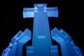 Three crosses monument at night with blue light in Vilnius, Lithuania Royalty Free Stock Photo