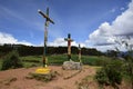 Three crosses near the ruins of saqsaywaman, Cusco. Peru Royalty Free Stock Photo