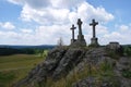 Three Crosses in the Slavkov Forest in the Czech Republic Royalty Free Stock Photo