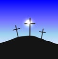 Three crosses standing on Golgotha Royalty Free Stock Photo