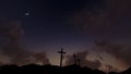 Three Crosses at Sunset