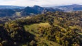 Three Crowns or Trzy Korony Peaks at Pieniny Mountains, Aerial Drone View Royalty Free Stock Photo