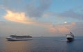 Three cruise ships at dawn