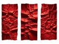 Three crumpled red paper sheets isolated on white background Royalty Free Stock Photo