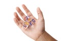 Three crystal dices in kid hand