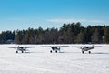 Three Cub Crafters airplanes on lake Royalty Free Stock Photo