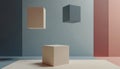 Three Cubes Minimalist Color Blocking Scene