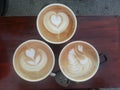Three cup of Creative Beautiful coffee art
