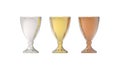 Three cup trophies, gold, silver and bronze. Royalty Free Stock Photo