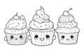three cupcakes with different toppings on top of them. generative ai