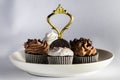 Three cupcakes on a white backdrop Royalty Free Stock Photo