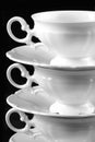 Three cups and saucers Royalty Free Stock Photo