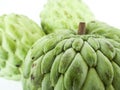 Three custard apple on white background Royalty Free Stock Photo