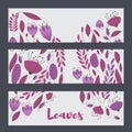 Three cute banner with floral semicircles