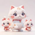 Three cute cats, Generative AI illustration Royalty Free Stock Photo