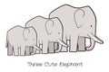 Three cute elephants vector Royalty Free Stock Photo