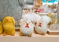 Three cute, funny and flurry Easter decoration chick characters, minimum shadow Royalty Free Stock Photo