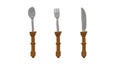 Three cutlery wooden handle no contour