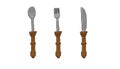 Three cutlery wooden handle