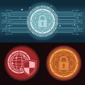 three cyber security icons