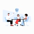 Cybersecurity Team, Professionals Discussing Data Protection in Flat Vector Illustration Symbolizing Information