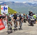 Three Cyclists on Col de Val Louron Azet