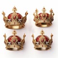 Three Czarina Crowns In Golden Age Style Illustrations Royalty Free Stock Photo