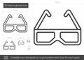 Three d cinema glasses line icon.