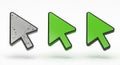 Three 3D computer cursor icons are displayed. The first cursor is gray with a textured Royalty Free Stock Photo