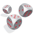 Three 3D Dices isolated. Vector stock illustration