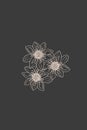 Three dahlia flowers in the center of a solid background. Flowers drawn from lines and strokes. Vertical wallpaper Royalty Free Stock Photo