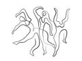 Three dancers based on drawing by Picasso. Black and white