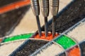 A three darts in triple sector of sisal dartboard