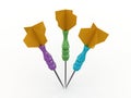 Three darts on white background