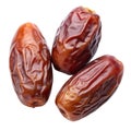 Three Dates Fruit Top View Isolated on White Background