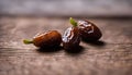 Three Dates on Wooden Table