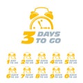 Three days to go sticker with alarm clock, limited period offer