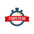 Three days to go. Time icon. Vector illustration on white background.