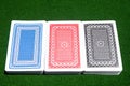 Three decks on playing table Royalty Free Stock Photo