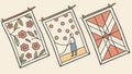 Three decorative hanging tapestries with intricate floral patterns, vector design Generative AI Royalty Free Stock Photo