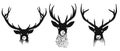 Three deers heads silhouettes Royalty Free Stock Photo