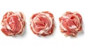 Three delicate ham rosettes arranged in a row Royalty Free Stock Photo