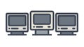 Three Desktop Computers Set Vector Illustration, Office Technology, vector design Generative AI Royalty Free Stock Photo