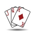 Three diamonds playing cards vector illustration