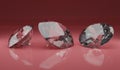 Three diamonds on red background - cgi render image 3D