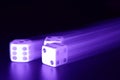 Three dice with motion blur Royalty Free Stock Photo