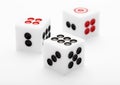 Three dice on table for game set Royalty Free Stock Photo