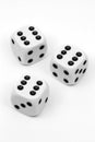 Three dices on white